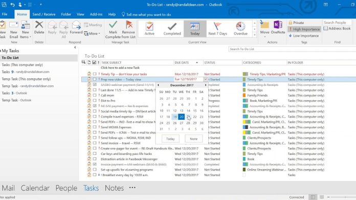change outlook view