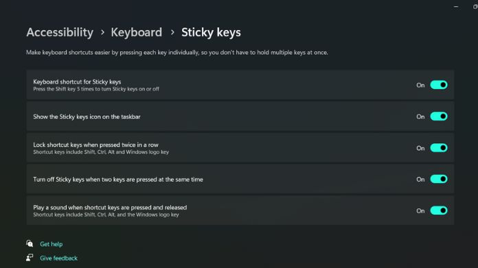 turn off sticky keys